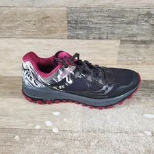 Saucony Peregrine 8 Womens Shoes Sz 9 Black Purple Trail Running Lace Up Sneaker