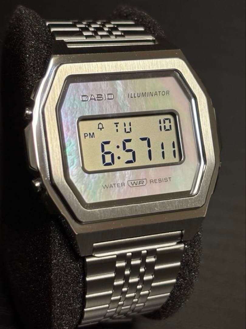 Casio A1000D-7 Digital Watch with Custom Strap, Used, Collectible