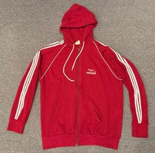 Vintage Adidas Hoodie Sweatshirt Sz L Trefoil Three Stripe Logo FLAWS