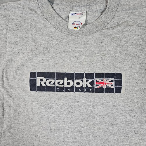 Reebok, Vintage Reebok Classic Grey T-Shirt Size XL – Union Jack Logo -90's