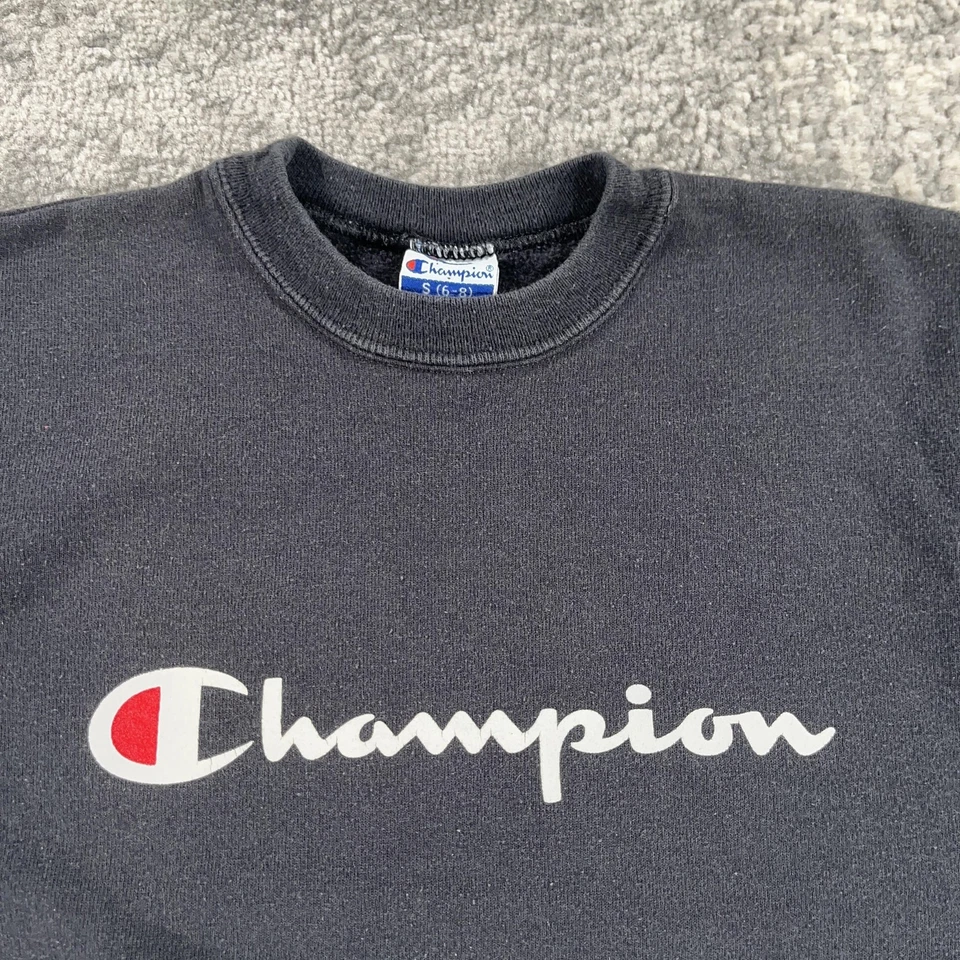 Sudadera De Colección Champion Niños Pequeña Gris Cuello Redondo Deletrear Logo Pullover Polar Foto 2 de 4
