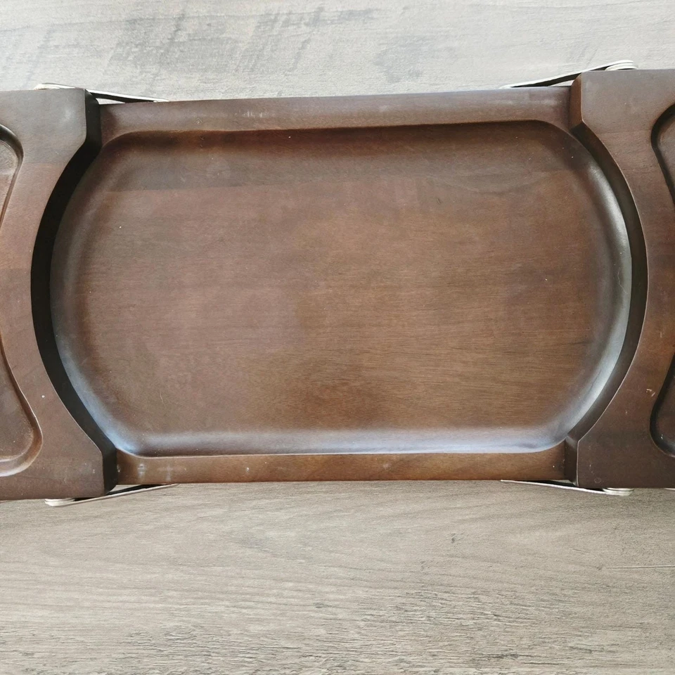 Milbern Wood Expandable Serving Tray with Cork Coasters Vintage Mid-Century - Image 4 of 4
