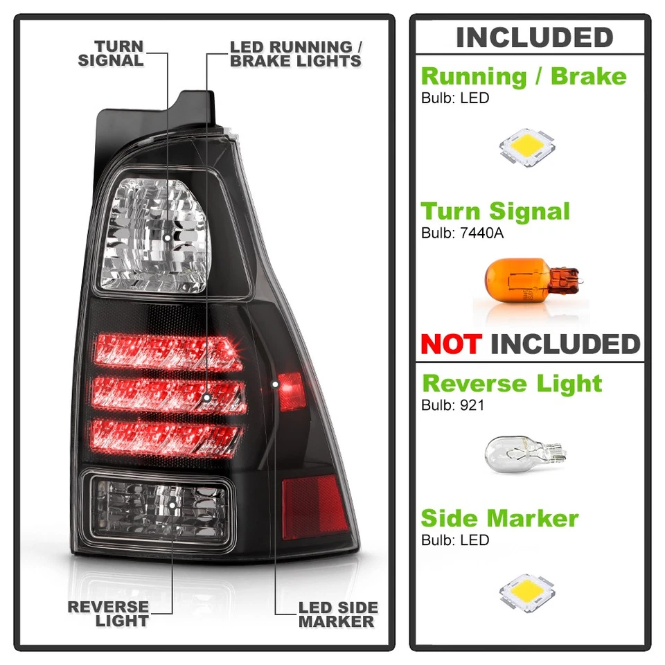 Par de luces traseras LED negras izquierda+derecha para Totota 4Runner 2006-2009 Foto 4 de 4