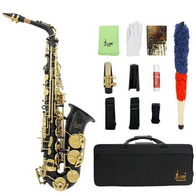 New Glarry Brass Eb Alto Saxophone Sax Gold with Case Student Beginner