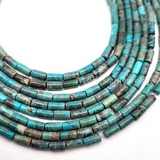 Genuine Natural Turquoise Tube Beads 6x3mm Blue Green and Brown Turquoise 16  