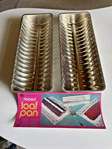 2 Vintage 70's 1970 Ribbed Loaf Pans for Meats Breads & Jello Molds