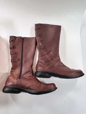 Merrell Tetra Launch Boots Cherry Brown Leather Waterproof Zip Polartec SZ 8 NIB