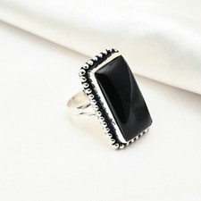Black Onyx Gemstone Handmade 925 Sterling Silver Ring Jewelry Christmas Gift