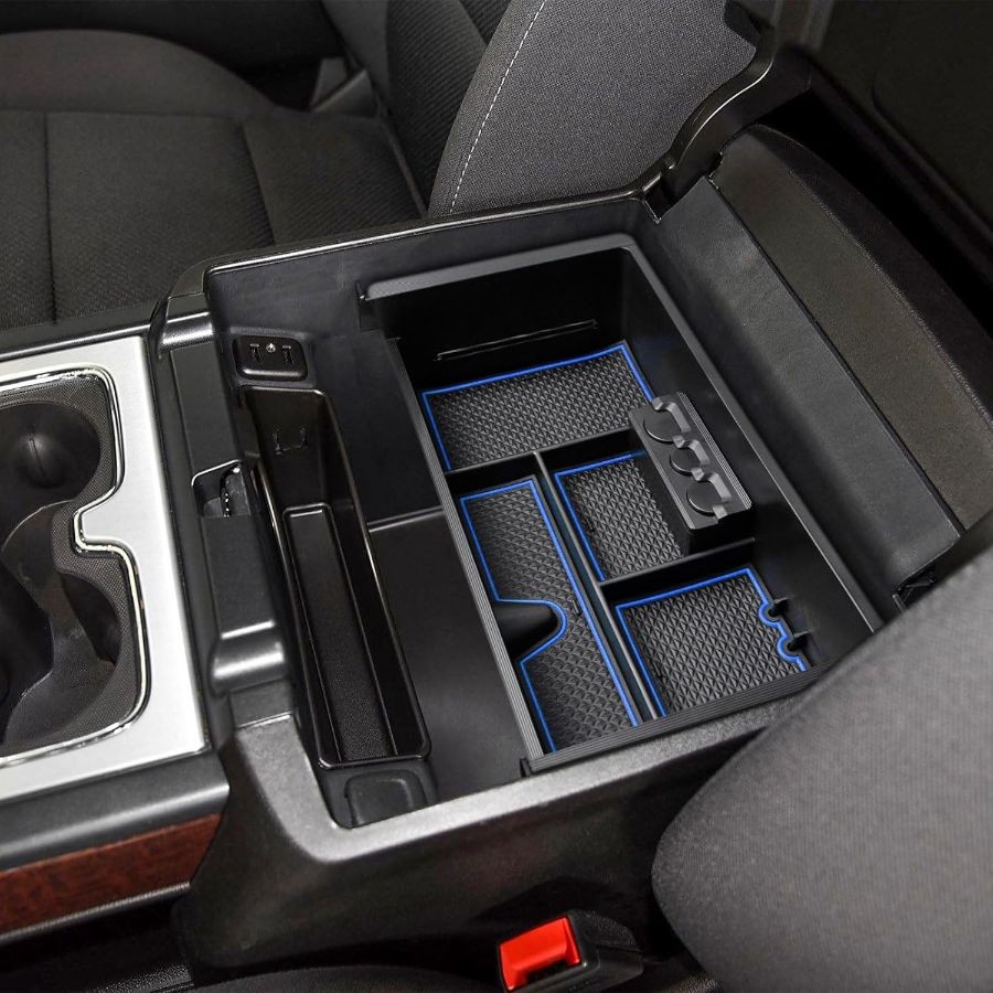 Center Console Organizer Tray Compatible with Accessories Armrest Storage Blue