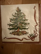 Spode Ribbons Holly Christmas Tree 40 Count 3-Ply Paper Lunch Napkins