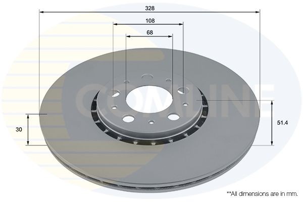 Brake Disc Front Internally Vented Coated Fits Volvo XC90 COMLINE ADC2922V