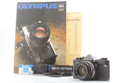 [ Near MINT /strap ] Olympus OM-2N Black + m Zuiko Auto-S 50mm f/1.8 From JAPAN