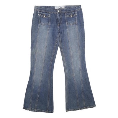 ANCHOR BLUE Damen Jeans Blau Loose Flared Denim W34 L32 Knopfleiste Taschen