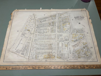c.1900 Map of Boston Ward 9 32.5  Clarendon Waltham Tremont Washington street