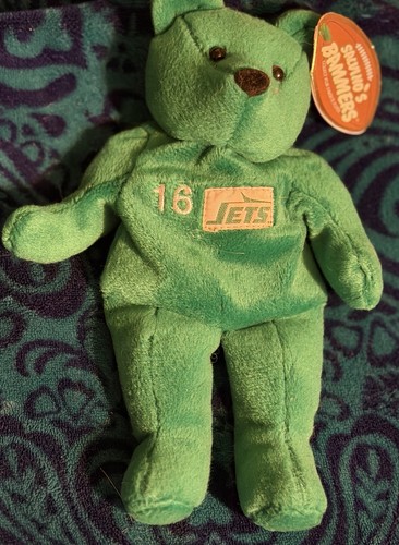 vintage 1999 VINNY TESTAVERDE #16 “SALVINO’S BAMMERS” NY JETS BEANIE BEAR w/TAG