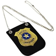 Police Badge with Chain and Belt Clip, Detective Role Play Costume Accessory, Go