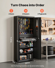 71" Metal Storage Cabinet w/ Locking Doors Drawers Pegboard Garage Tool