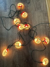 Vintage Coca-Cola String Light Set 10 Round Bottle Cap Holly Red Bows Works Rare