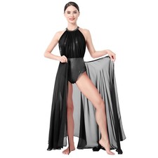 's Lyrical Dance Costume Shiny Metallic Lyrical Dance Dress Sleeveless Halter...