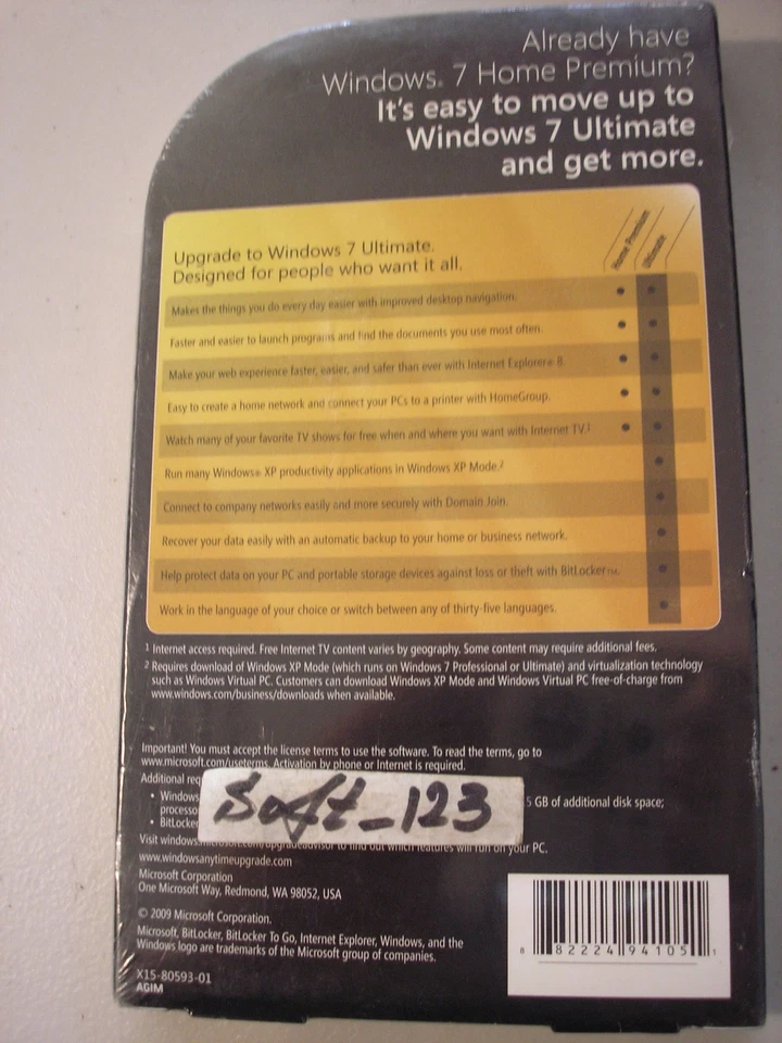 Microsoft Windows 7 Ultimate Anytime Upgrade from Home Premium = SEALED BOX= - Image 2 of 4