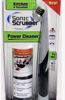 Sonic Scrubber Kitchen/Bathroom Household power cleaner w 4 Extra Brushes NEW