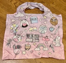 Sweet Kawaii Design Pinky Purple Reusable Grocery Bag Handbag