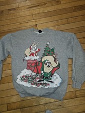 vtg 1994 looney tunes christmas sweatshirt bugs bunny And Tasmanian Devil