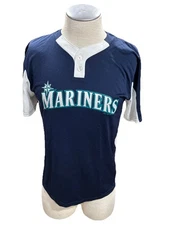 Majestic Mariners youth t shirt jersey 2 Button XL Cool Base Navy
