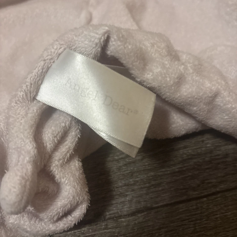 Angel Dear Rosa Claro Blanco Gatito Gato Suave Lovey Bebé Manta de Seguridad 12" Foto 3 de 4