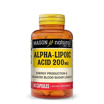 Mason Natural Alpha-Lipoic Acid 200 mg, Balanced Blood Sugar Levels, 60 Capsules