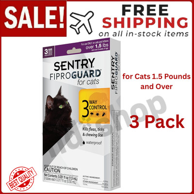 Sentry Fiproguard Flea and Tick Topical Drops for Cats 3 Doses Treatment Control