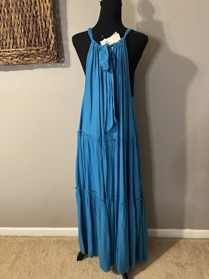 Maxi Vestido Anthropologie Elan Azul Aqua Para Mujer S Pequeño Resort Gran Tamaño NUEVO Foto 3 de 4