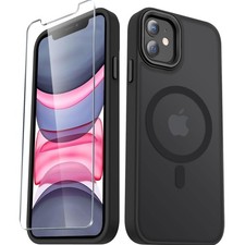 for iPhone 12 Case, 12 Pro with 1 Screen Protector, Matte Black