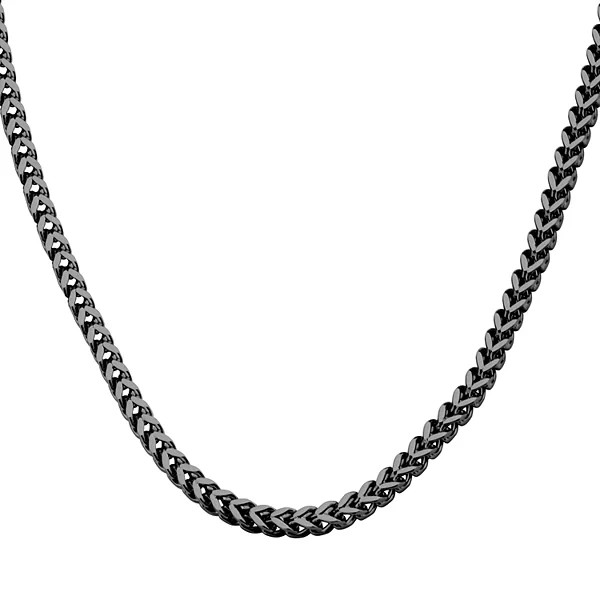 4mm Gunmetal Plated Franco Chain 36" Necklace For Men