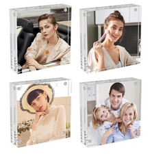 4 Pack Square Acrylic Picture Frames 4x4 Clear Photo Frame Business Card Fram...