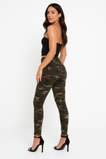 CAMO Jeans Womens Green Camouflage Stretch 4-Pocket Slim Pants S/M-PLUS Size NEW