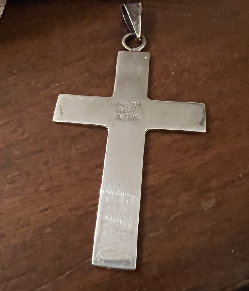 * Sterling Silver Large Solid Cross Pendant Lat C… - image 6