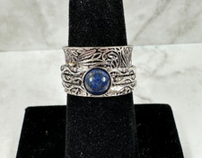 Sterling Silver Spinner Ring with Lapis Lazuli Stone - Size 6.25