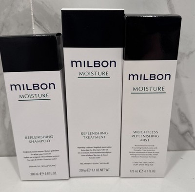 MILBON REPLENISHING MOISTURE Shampoo 6.8 oz. AND Treatment 7.1 oz & Mist 4.1 oz