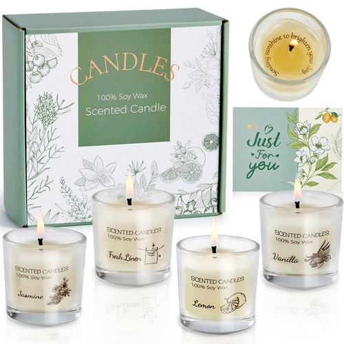 Aptliton Scented Candles Gifts for Women, Votive Candles Set of Fresh Linen,