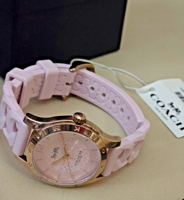 Coach Women's Maddy Watch 34mm Rubber Strap in Blush Pink NWT