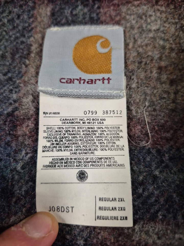 Carhartt винтажный 90-х джинсовой ткани с капюшоном Jean Workwear куртка размер 2XL J08DST - Изображение 2 из 4