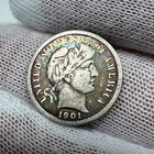 1901 Barber Dime. 90% Silver.  Nice Higher Grade Old US Coin!
