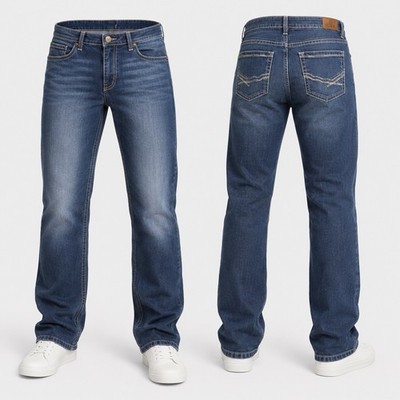 BKE Payton Bootcut Jeans Womens 34L X 33.5 Dark Wash Contrast Stitch
