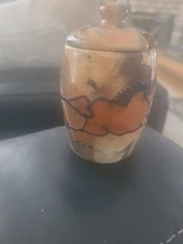 Eza Pottery Mustard Jar With Spoon Horse Pattern 2013