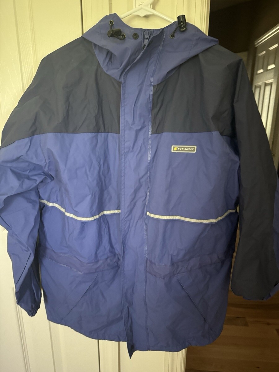 Stearns Dry Wear Full Zip Hooded Rain Jacket Men’s Med Vented Waterproof  Fishing