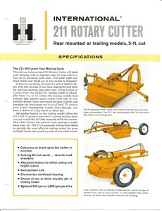 International 211 Rotary Cutter  sales flyer 2p IH 1965