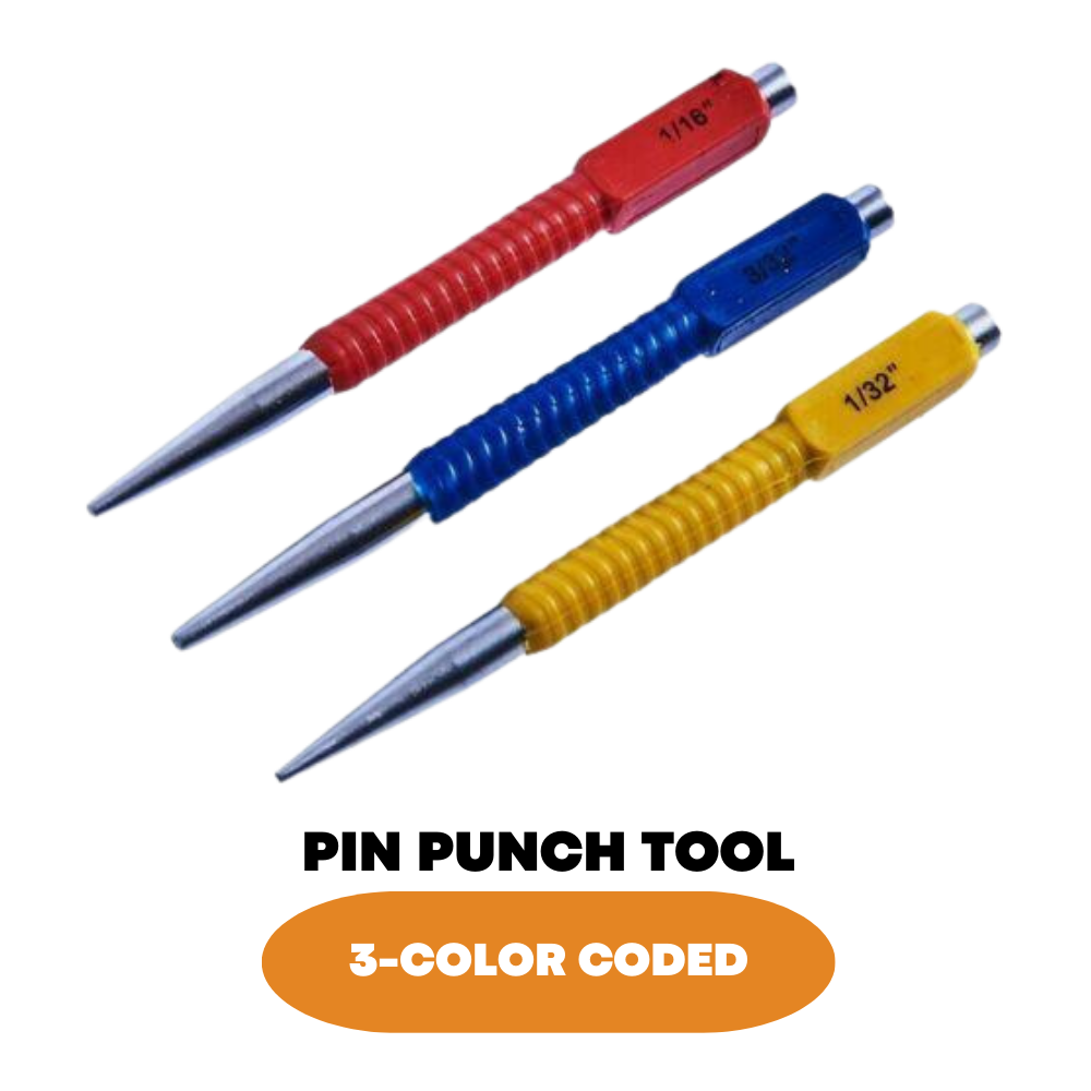 3Pcs Colour Coded Nail Punch Tool Set Carbon Steel Body Hide Pins 1/32 1/16 3/32 eBay