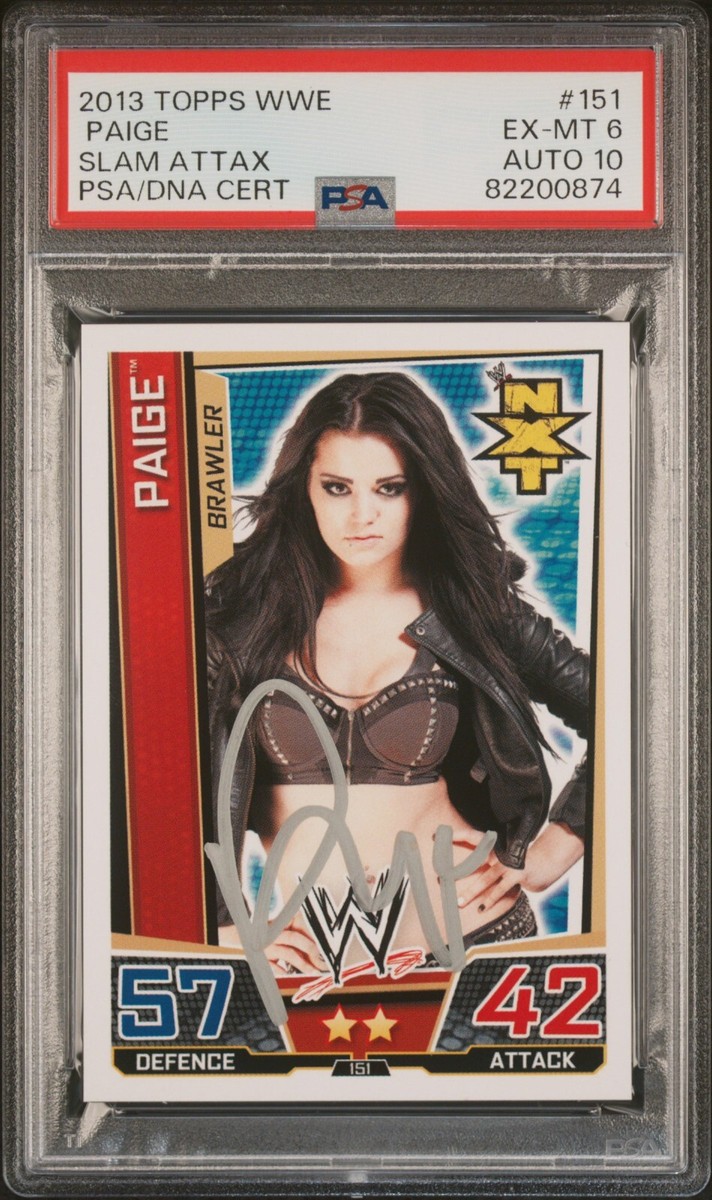 PAIGE 2013 WWE TOPPS SLAM ATTAX SIGNED ROOKIE CARD - PSA 6 w/ PSA