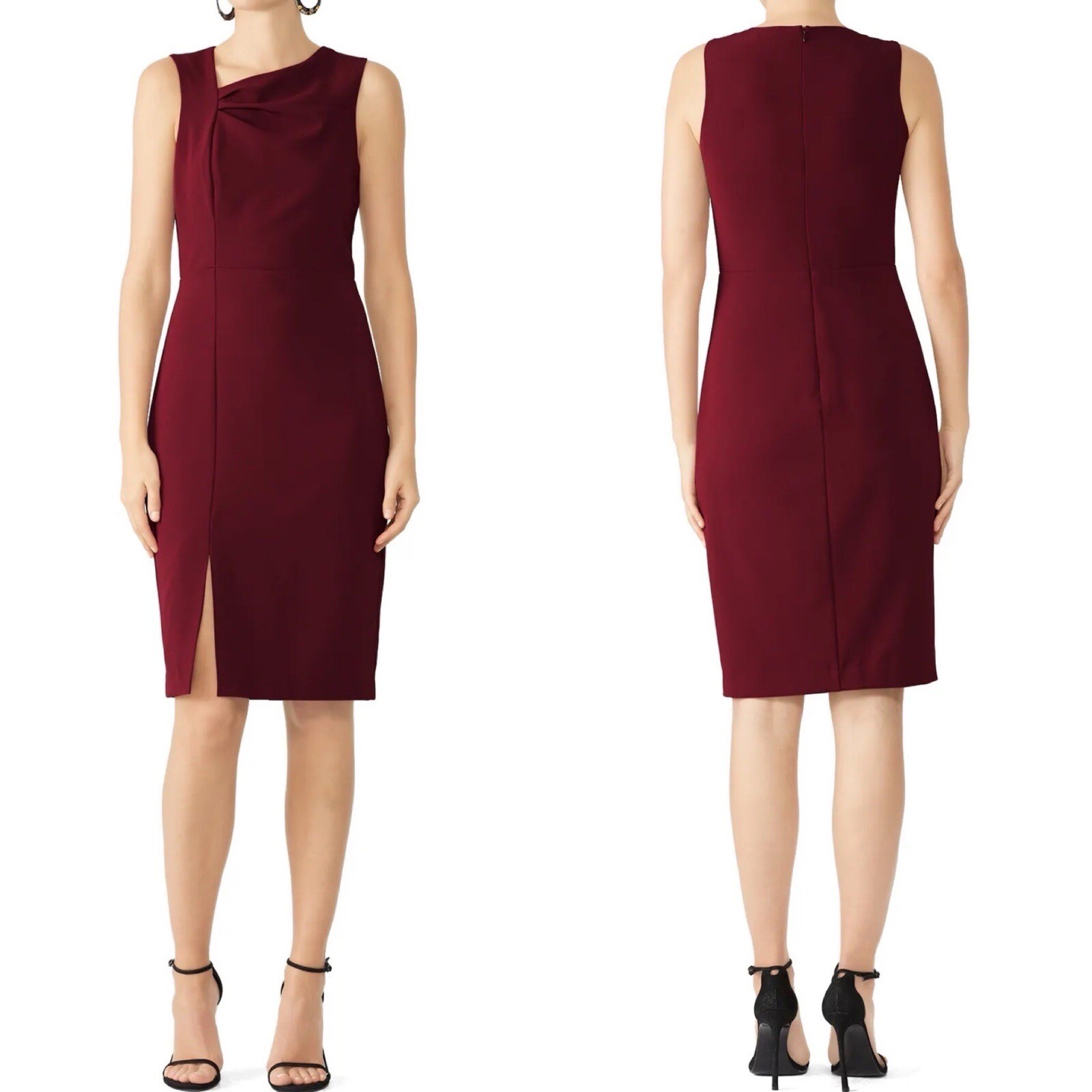 PARKER Jeanie Dress Women 8 Sleeveless Knee Length Sheath Burgundy Red